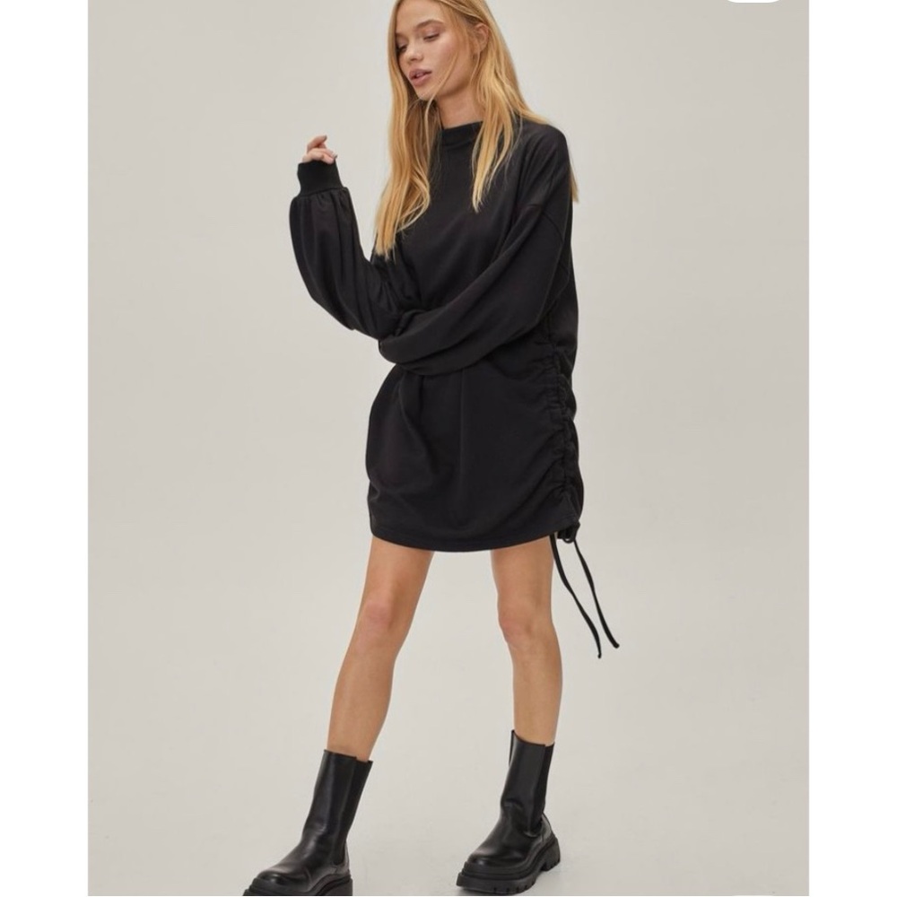 Nasty Gal Ruched Side Sweatshirt Dress